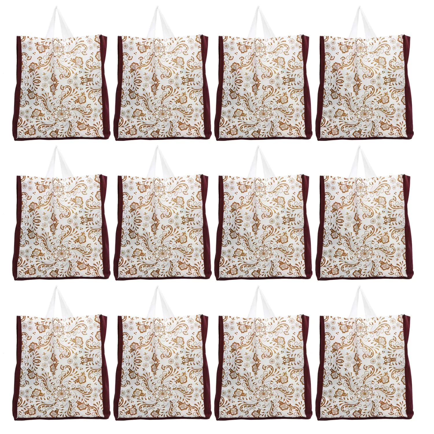 Kuber Industries 12 Pieces Non Woven Eco-Friendly Reusable Multipurpose Shopping Carry Bags (Maroon) - CTKTC30832
