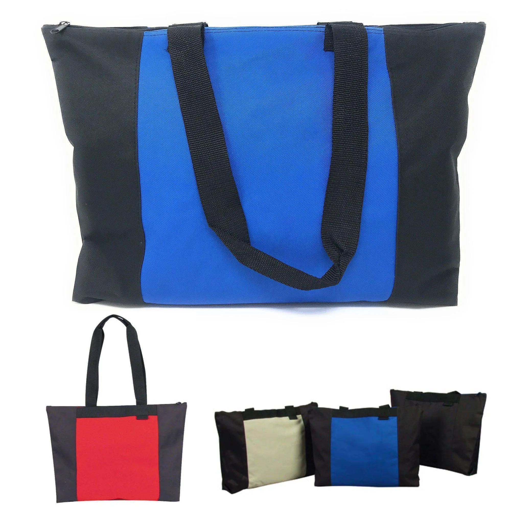 Large Big Reusable Grocery Shopping Tote Bags Zippered Heavy Duty 20 X 15inch