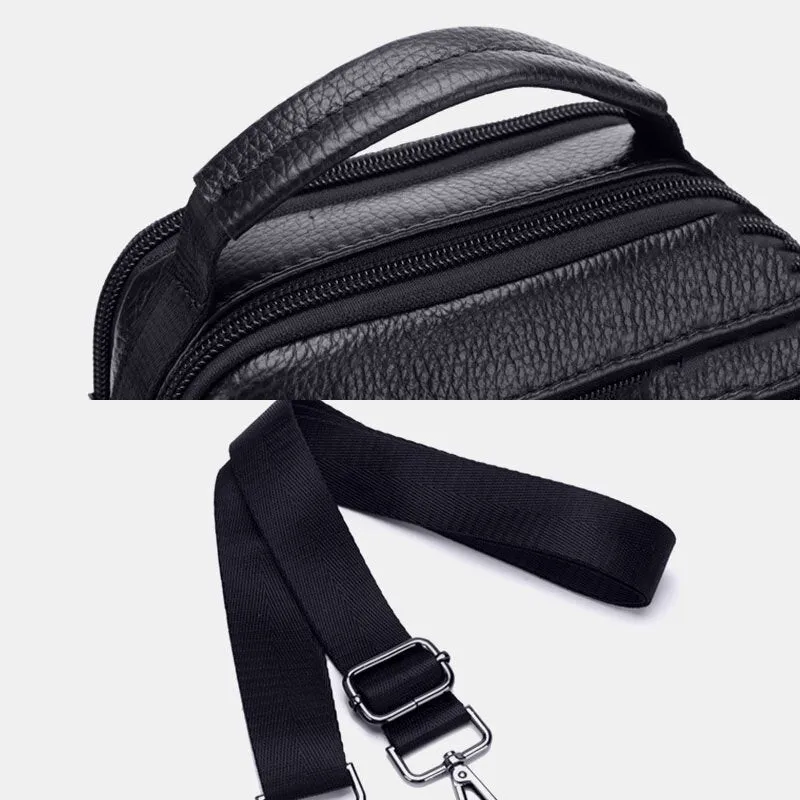 Men Genuine Leather Multifunction Multi-pocket Anti-theft Crossbody Bag Shoulder