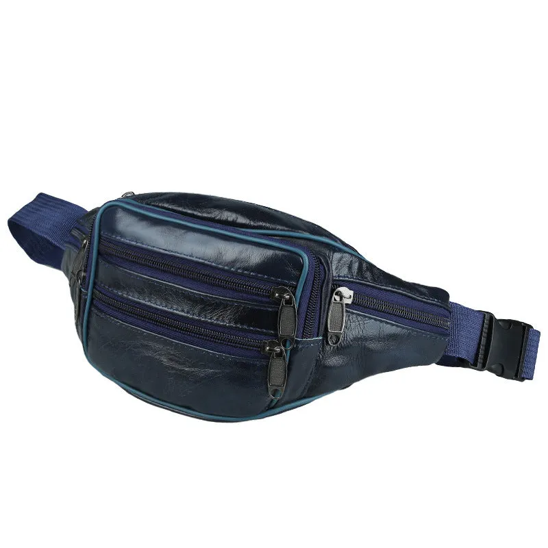 Men's waist bag first layer genuine leather business coin purse cowhide waist bag large capacity yoga sports bag