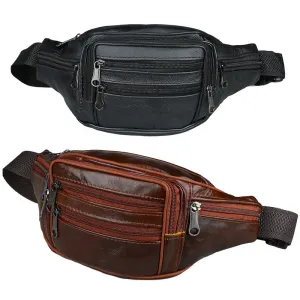 Men's waist bag first layer genuine leather business coin purse cowhide waist bag large capacity yoga sports bag