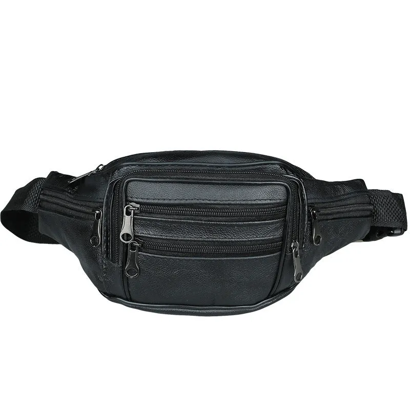 Men's waist bag first layer genuine leather business coin purse cowhide waist bag large capacity yoga sports bag