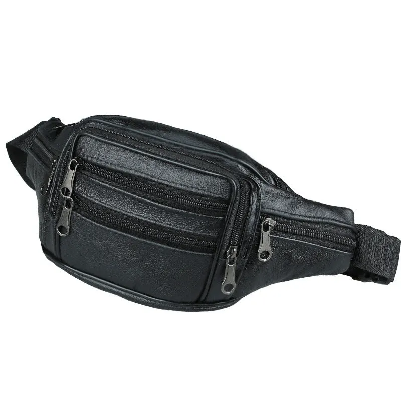 Men's waist bag first layer genuine leather business coin purse cowhide waist bag large capacity yoga sports bag