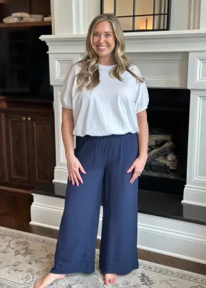 Navy Wide Leg Pants