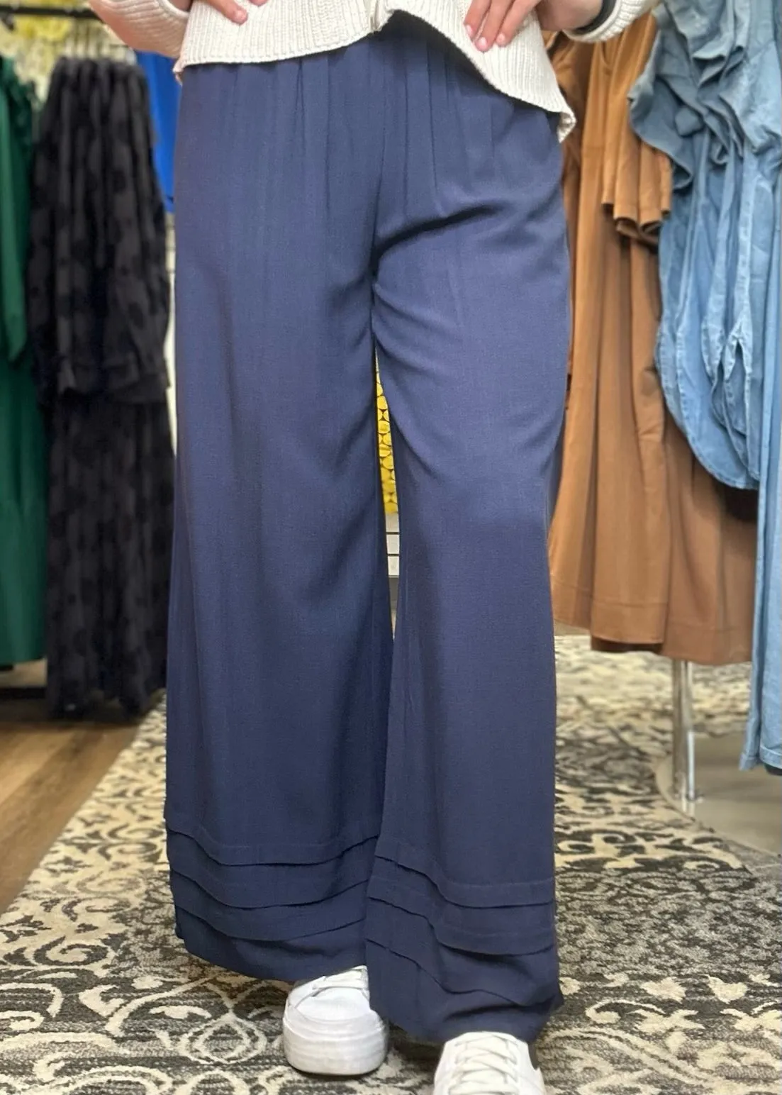 Navy Wide Leg Pants