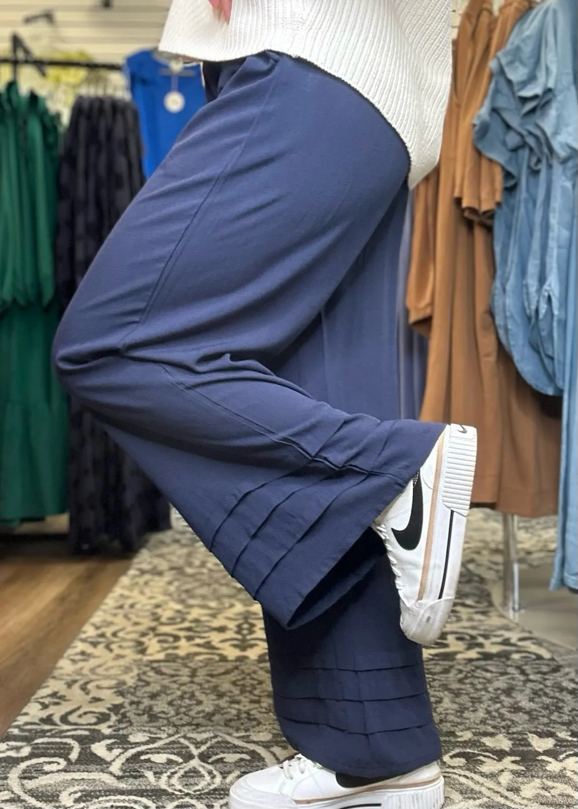 Navy Wide Leg Pants