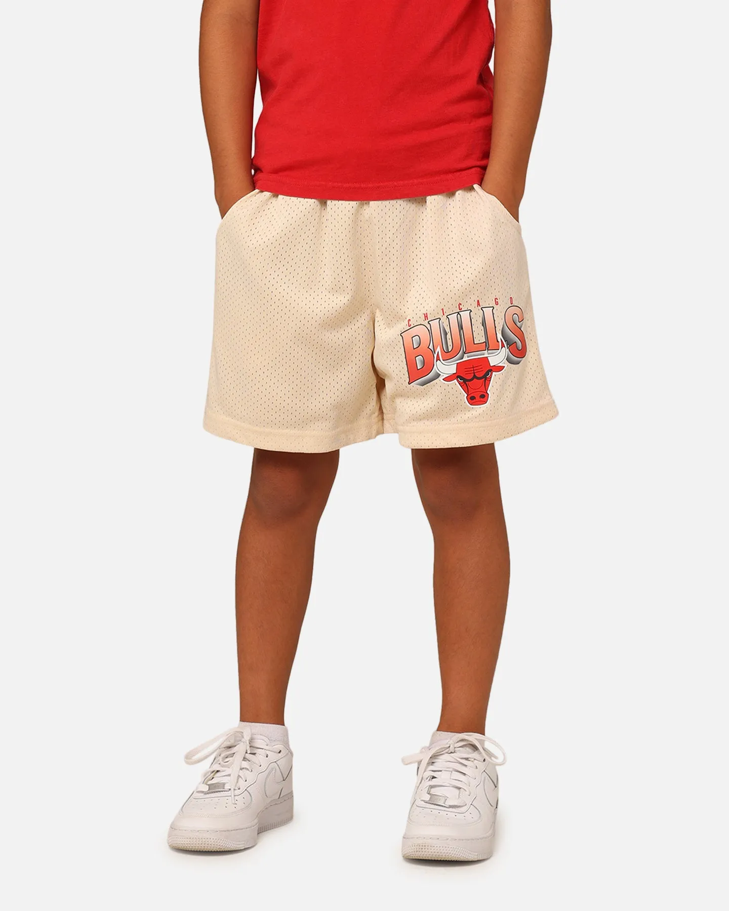 NBA Kids' Chicago Bulls Newark Mesh Shorts Light Oat