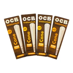 OCB King Size Unbleached Cones - 4 Packs
