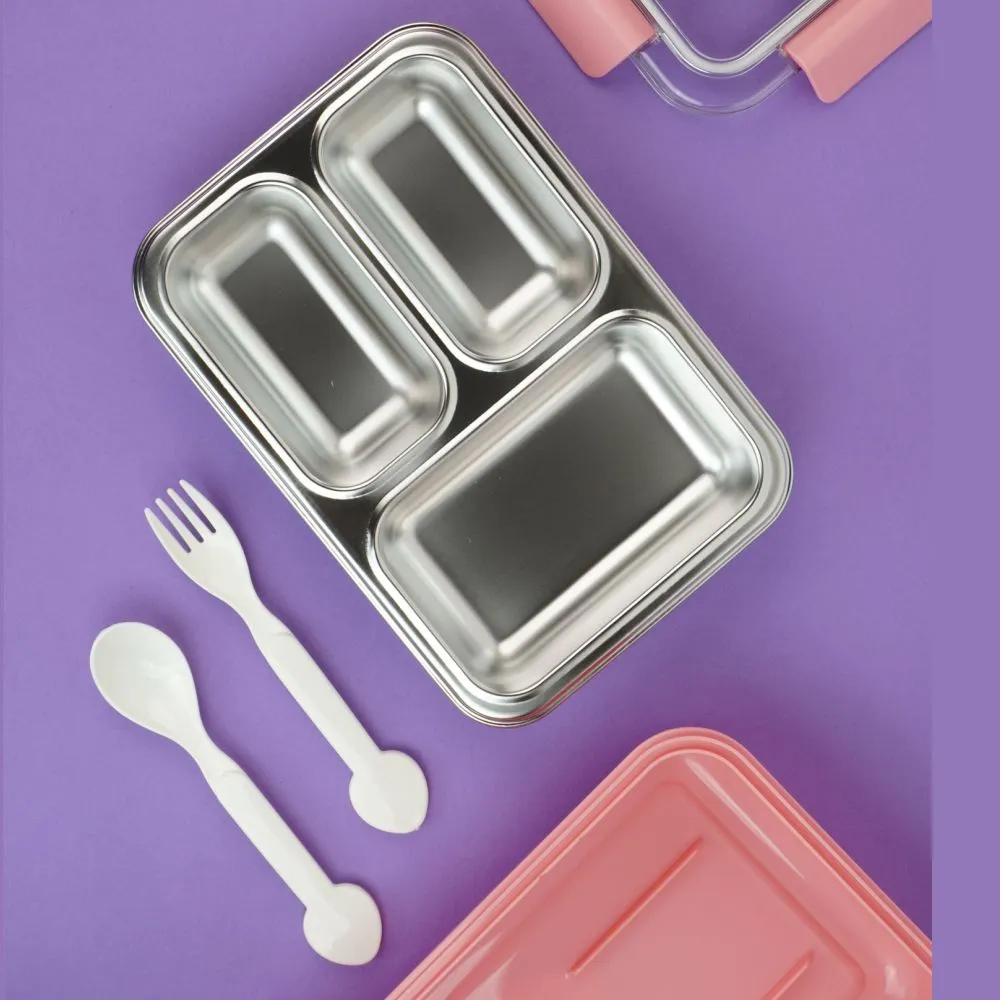 Princess Magic stainless Steel Kids Tiffin/ Lunch Box with matching Pink Lunch Bag