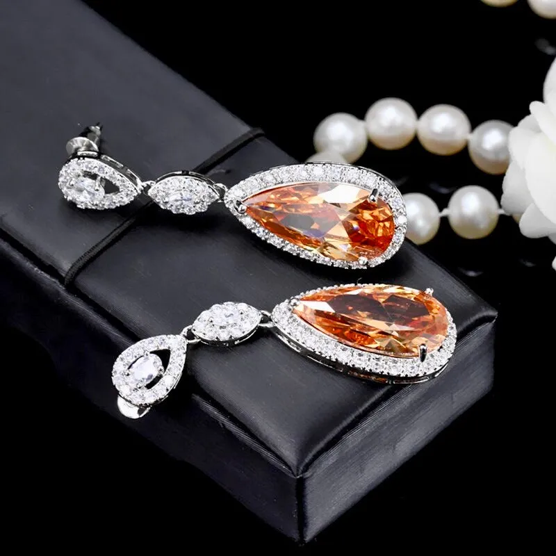 "Amy" - Silver Cubic Zirconia Bridal Earrings - More Colors Available