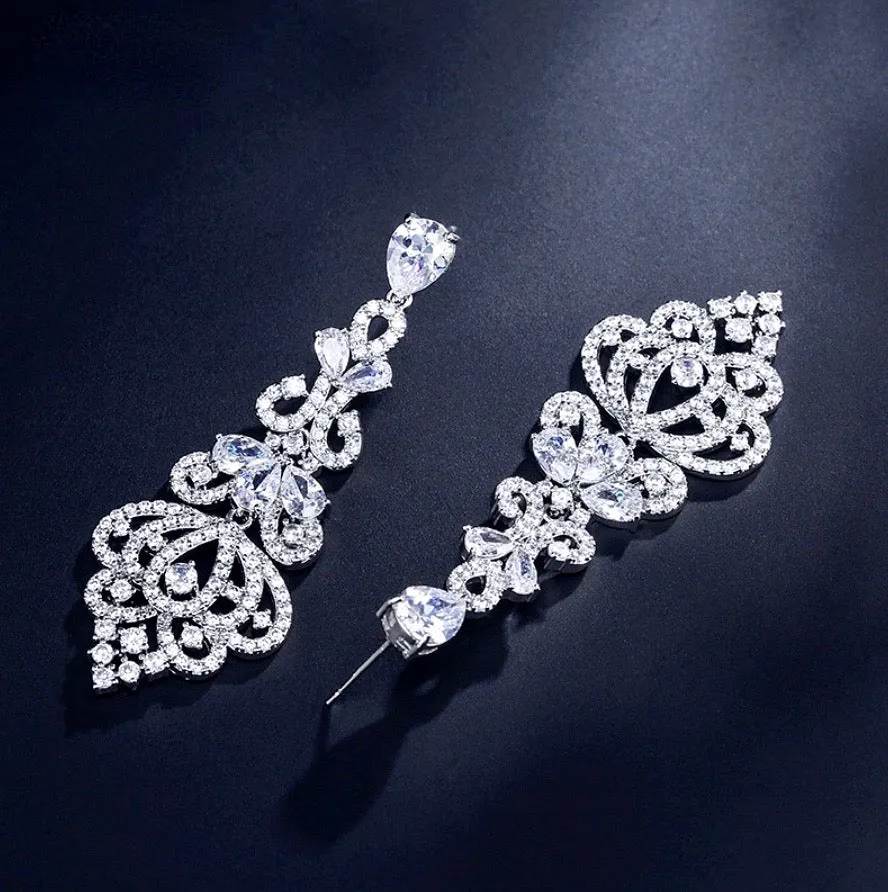 "Elora" - Cubic Zirconia Bridal Earrings - Available in Rose Gold, Silver and Yellow Gold