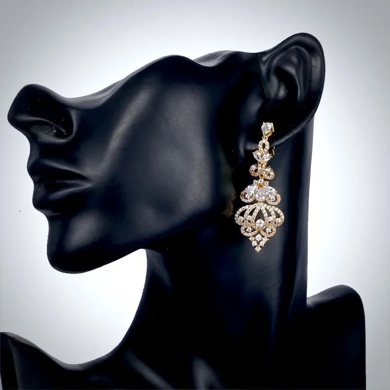 "Elora" - Cubic Zirconia Bridal Earrings - Available in Rose Gold, Silver and Yellow Gold