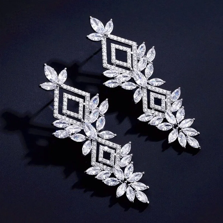 "Lyra" - Silver Cubic Zirconia Bridal Earrings