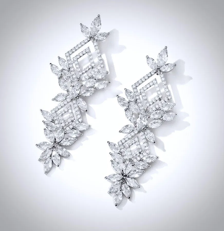 "Lyra" - Silver Cubic Zirconia Bridal Earrings