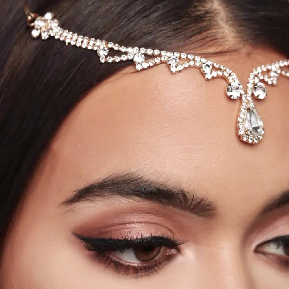 "Shala" - Crystal Bridal Forehead Accessory - Available in Silver and Gold
