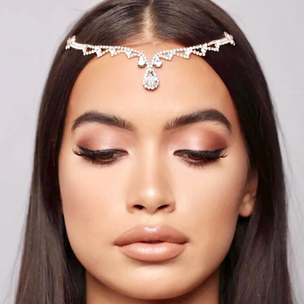 "Shala" - Crystal Bridal Forehead Accessory - Available in Silver and Gold