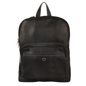 Raw Leather Mini Backpack Black