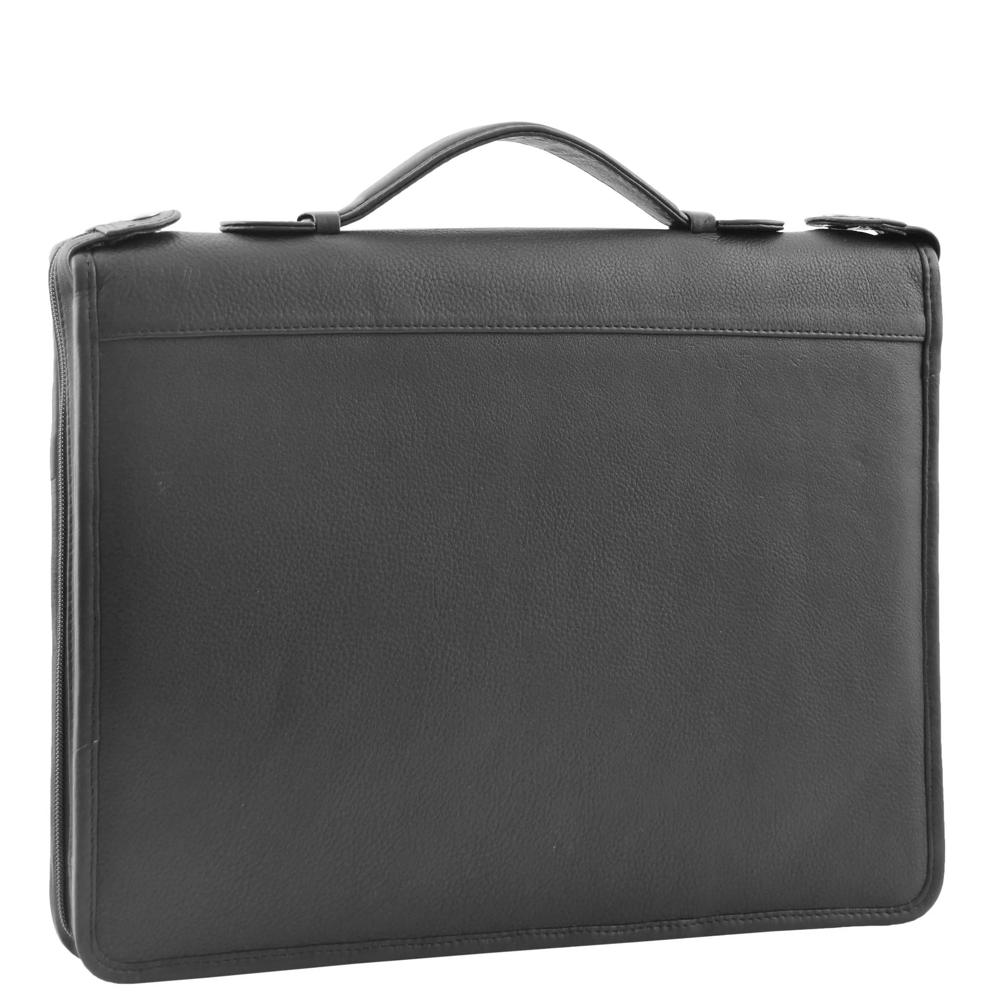 Real Leather Portfolio Case with Carry Handle HL49 Black