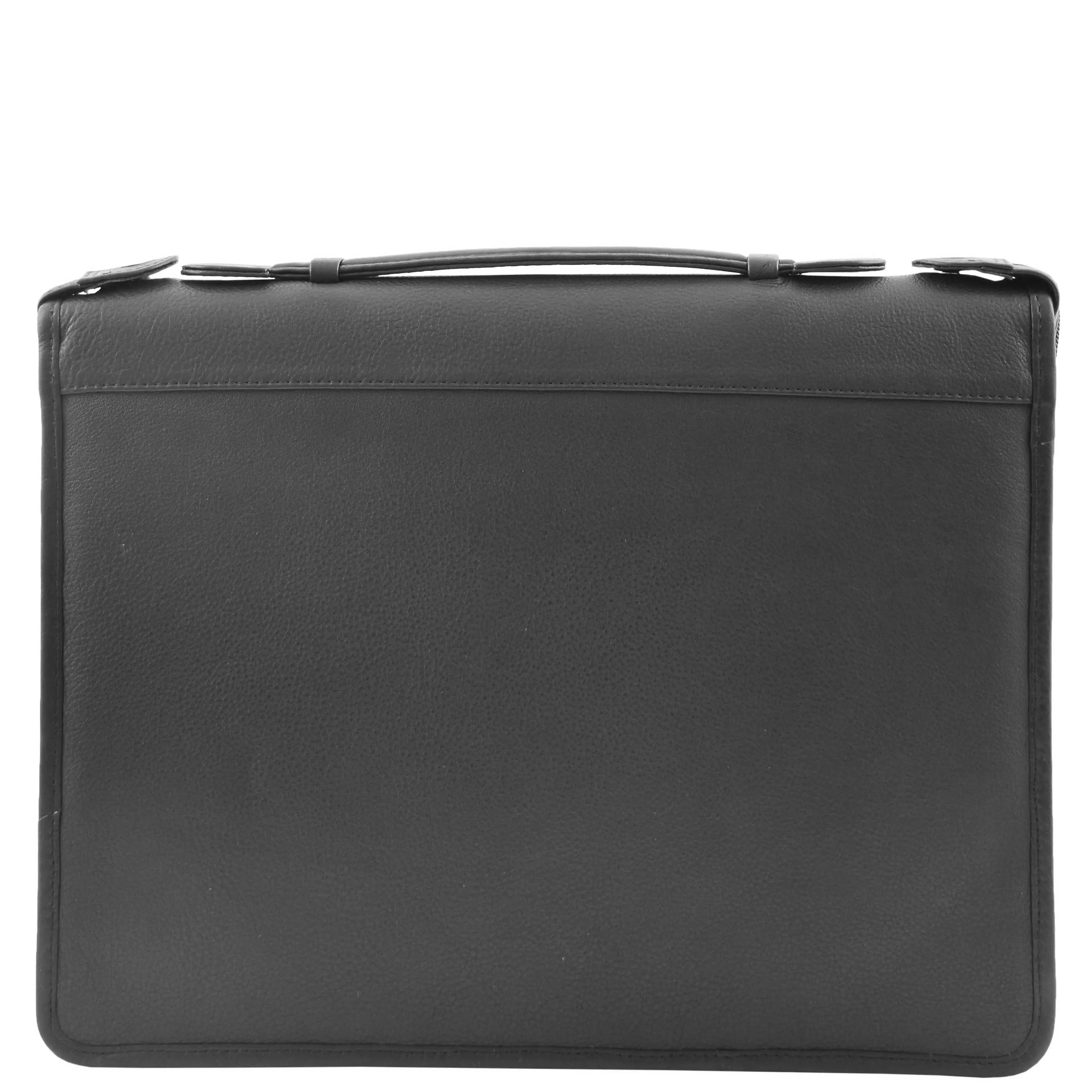 Real Leather Portfolio Case with Carry Handle HL49 Black