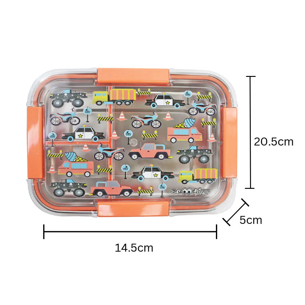 Scoobies Scrummy Lunchbox | Unilicious Design | Stainless Steel | With Airtight Lock Handles | Kids Safe | 650 ML