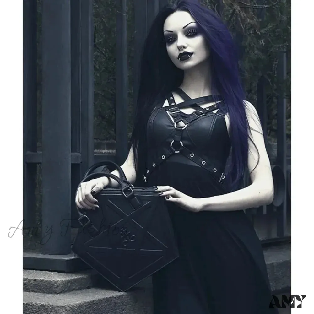 Shoulder Bag Pentagram Soft Handbag Leather Darkness Punk Chain Gothic