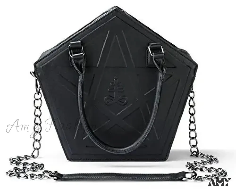 Shoulder Bag Pentagram Soft Handbag Leather Darkness Punk Chain Gothic