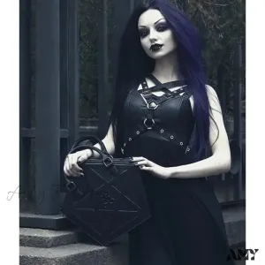 Shoulder Bag Pentagram Soft Handbag Leather Darkness Punk Chain Gothic