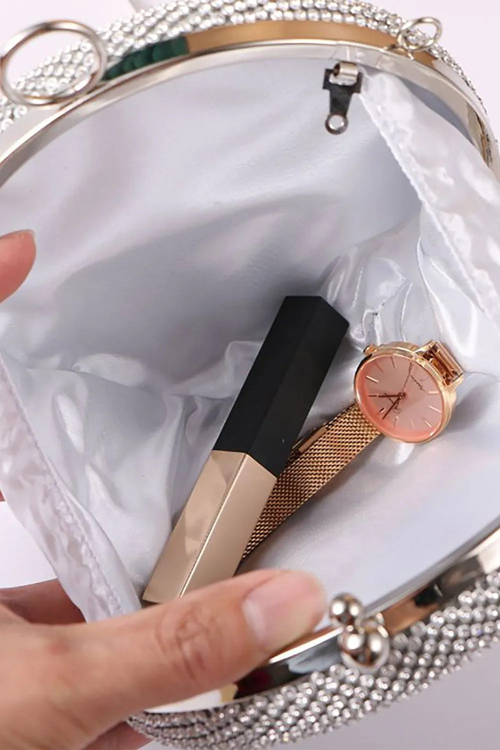 Silver Exquisite Round Party Handbag