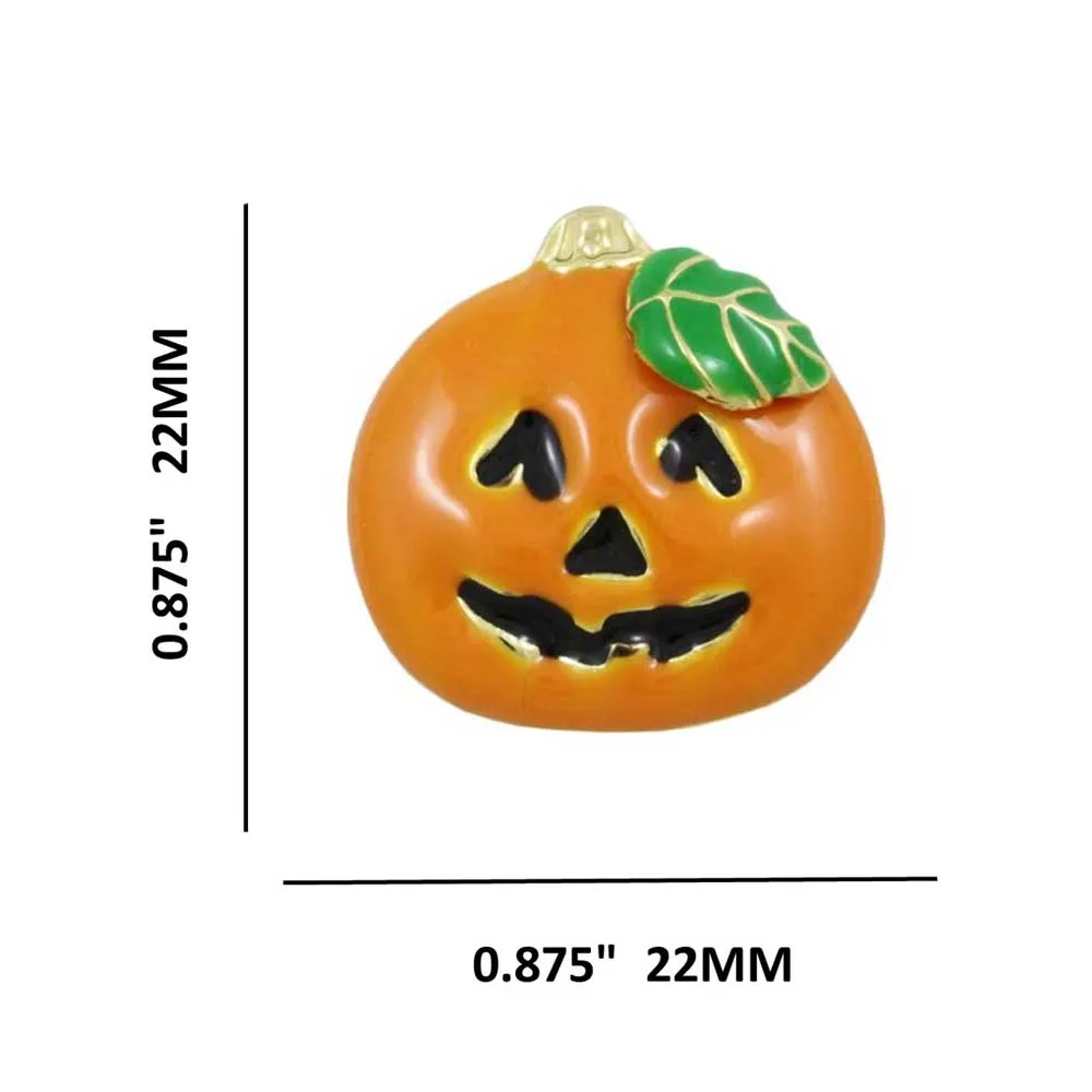 Small Orange Enamel Jack O Lantern Halloween Lapel Tac Pin - PF242ET