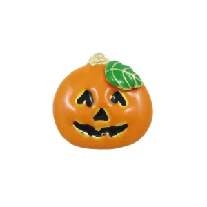 Small Orange Enamel Jack O Lantern Halloween Lapel Tac Pin - PF242ET