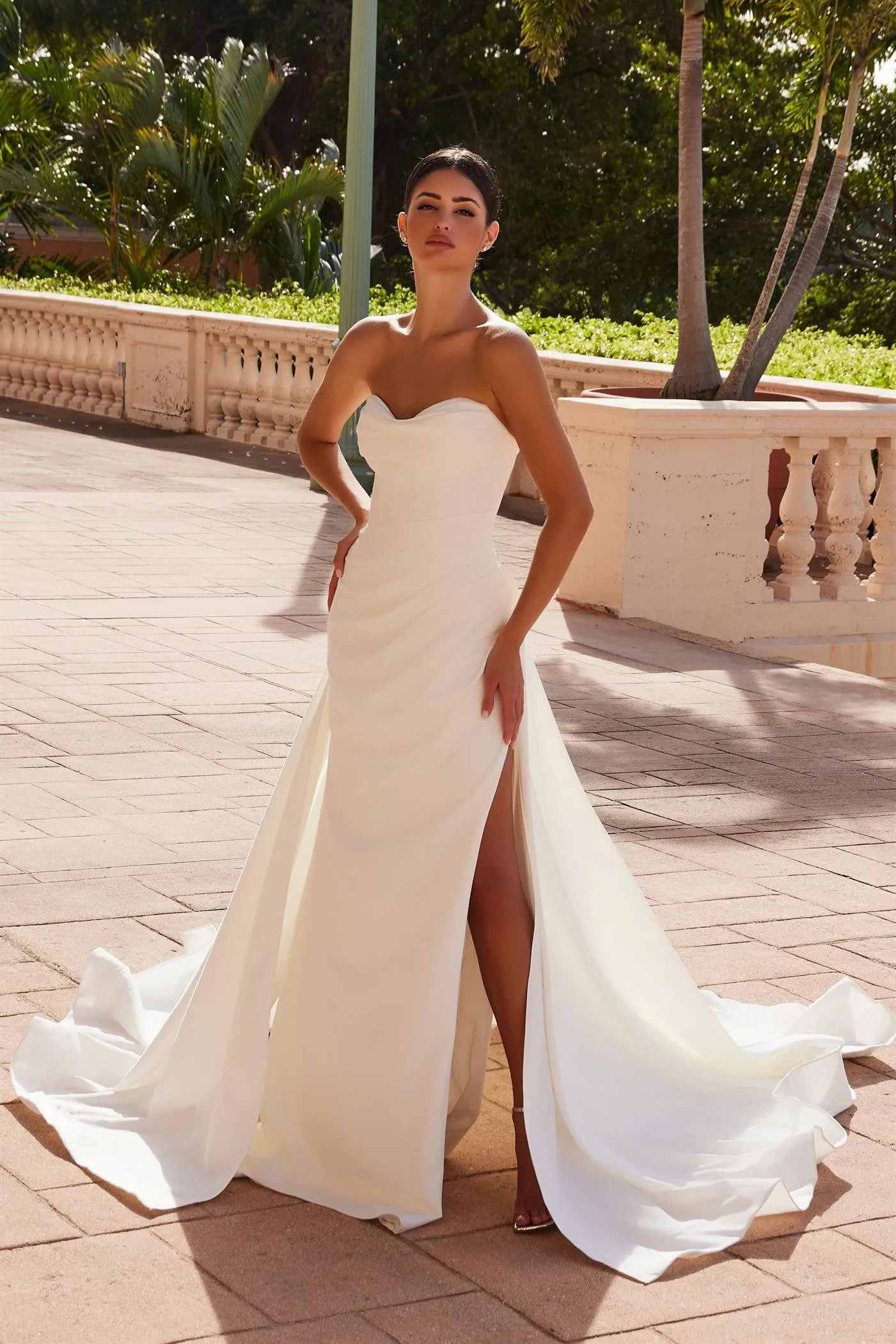 Strapless With A Sweetheart Top Pleated Bust And W JW1035