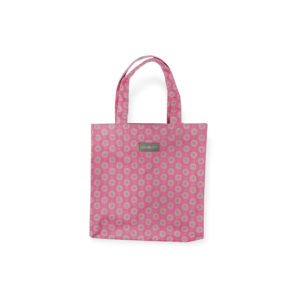 Tall Acrylic Coated Lunch Bag - Geo Pink Flambé