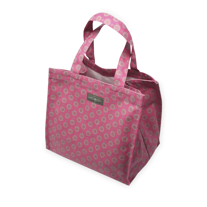 Tall Acrylic Coated Lunch Bag - Geo Pink Flambé