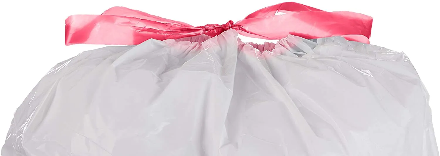 Tall Kitchen Trash Bags Strong with Drawstring, 0.9 mil, White,