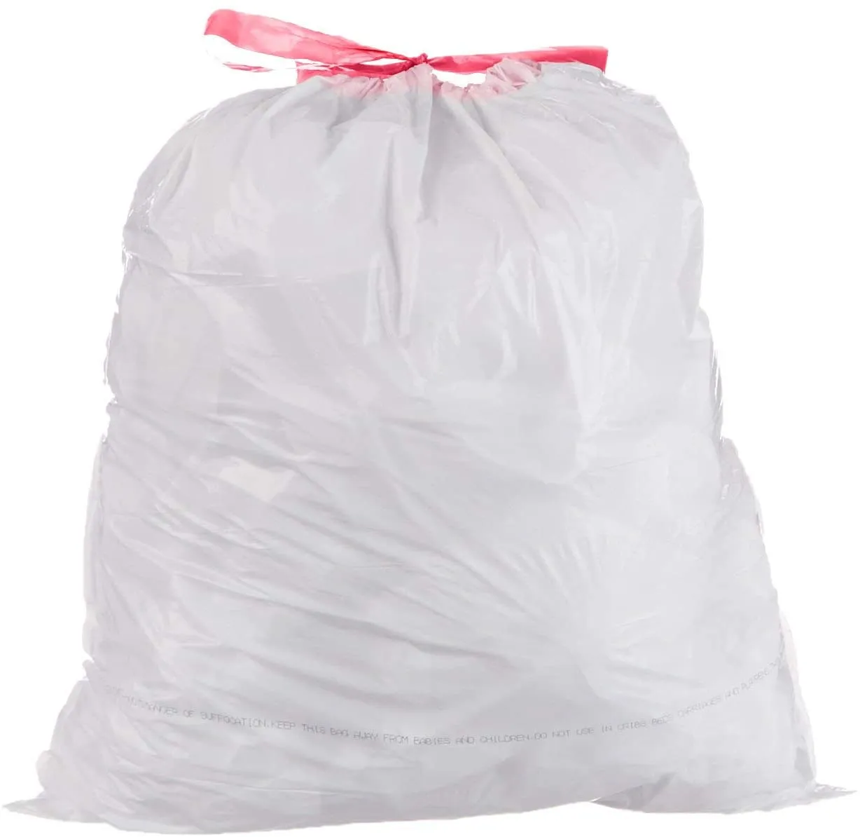 Tall Kitchen Trash Bags Strong with Drawstring, 0.9 mil, White,