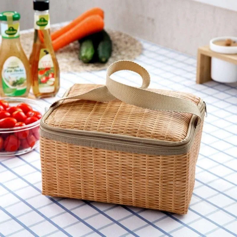 Thermal Insulation Rattan Lunch Bags