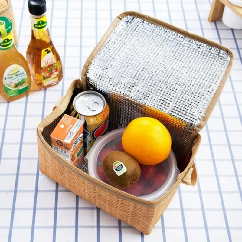 Thermal Insulation Rattan Lunch Bags