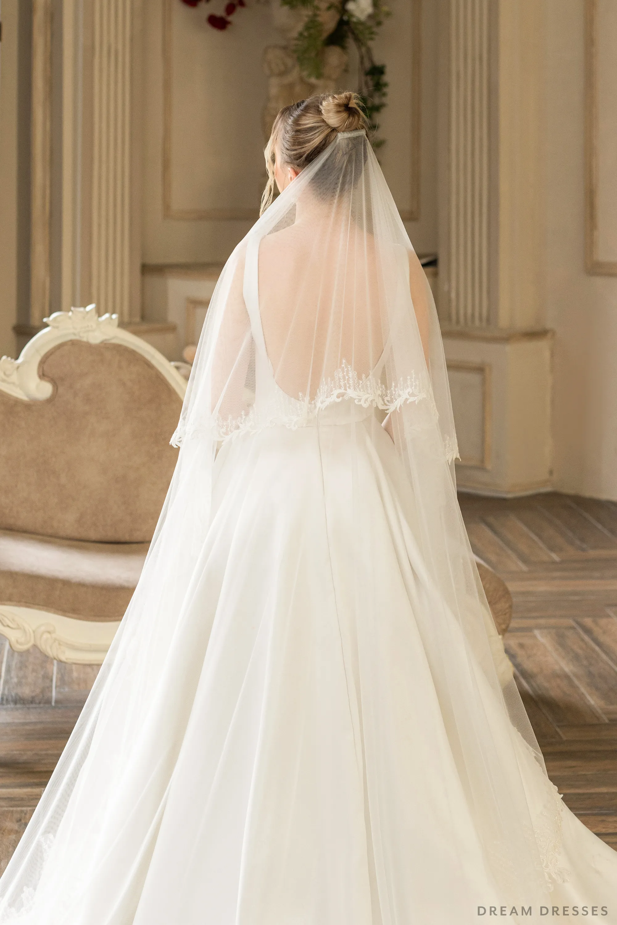 Two Layers Bridal Veil with Sequins Lace (#MALLORIE)