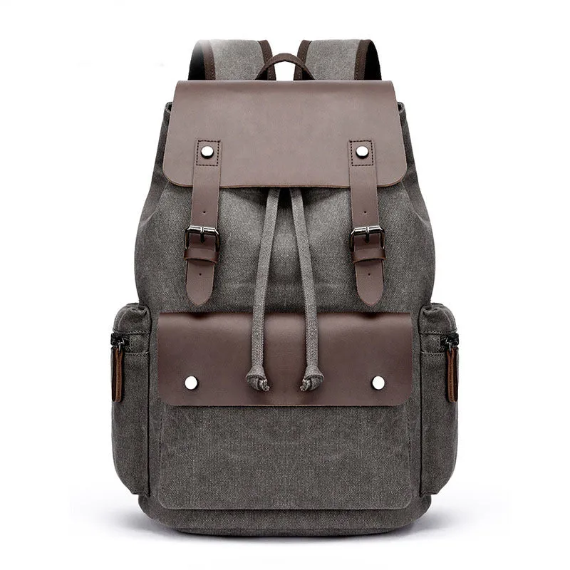 Unisex Casual Business Laptop Bag With Buckle Drawstring Backpack