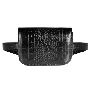 Vbiger PU Leather Waist Bag Chic Fanny Pack Fashionable Compact Waist Packs for Women, Crocodile Pattern, Black