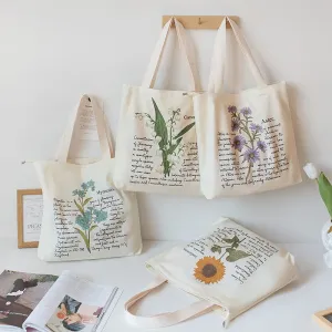 Vintage Floral Canvas Shoulder Bag - Eco Friendly, Reusable Shopping Bags
