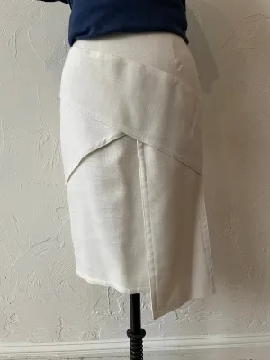 Vintage White Woven Architectural Pencil Skirt X-Small