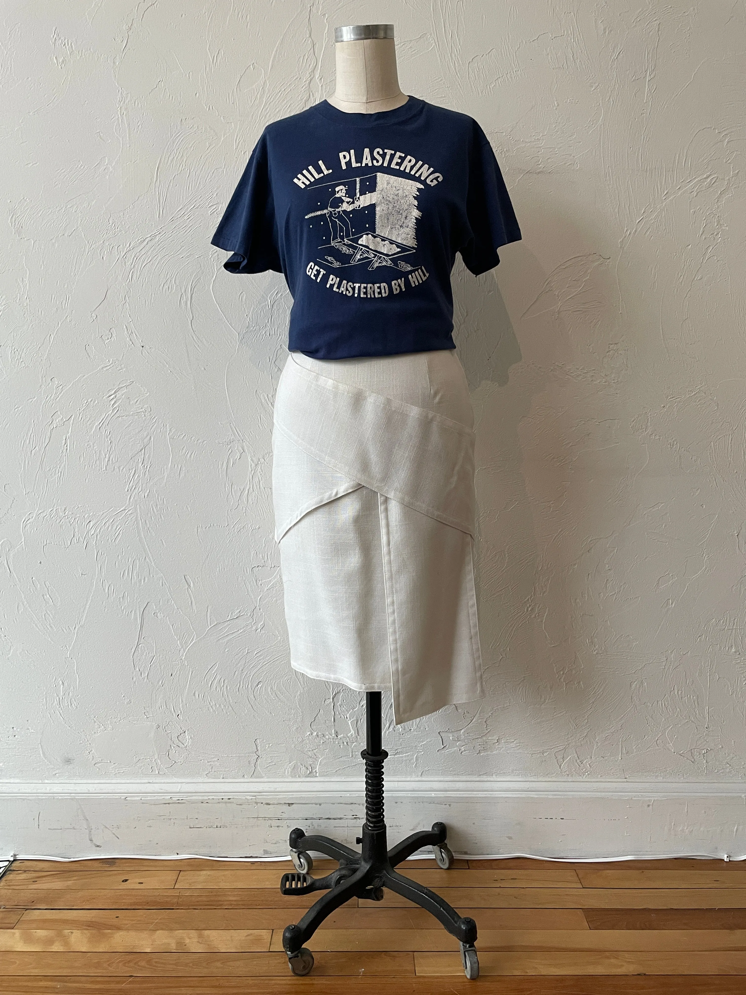 Vintage White Woven Architectural Pencil Skirt X-Small
