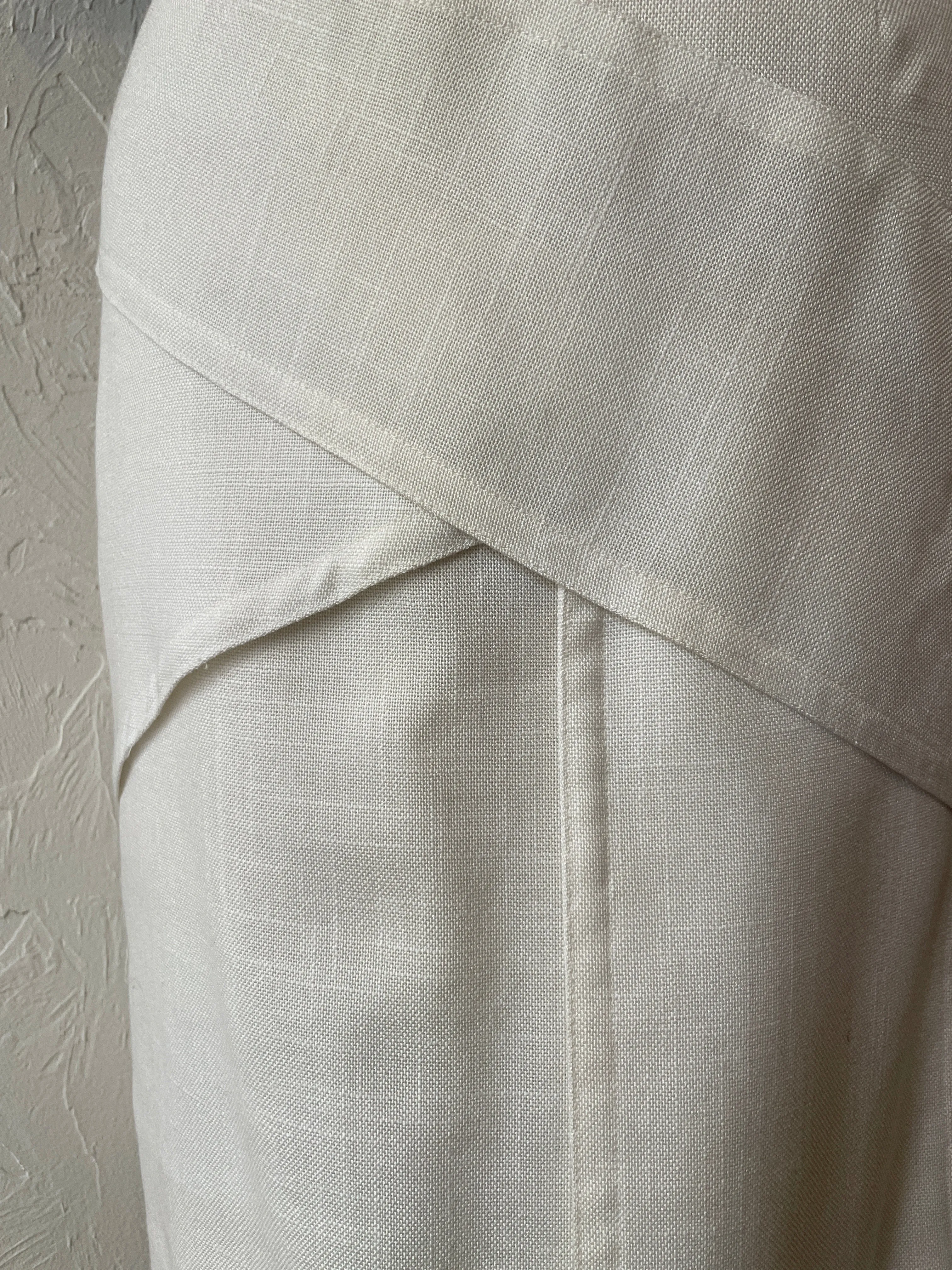 Vintage White Woven Architectural Pencil Skirt X-Small