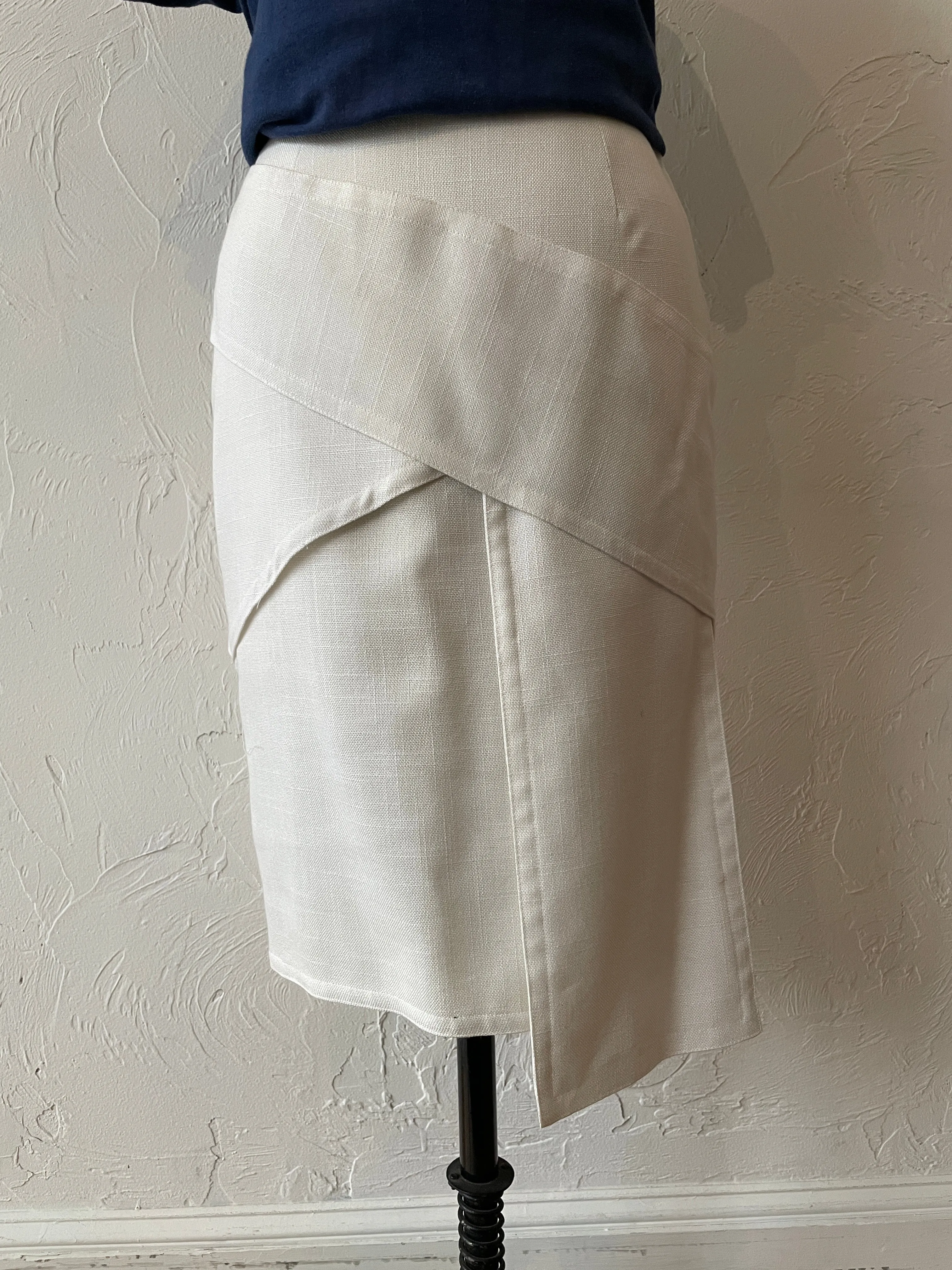 Vintage White Woven Architectural Pencil Skirt X-Small