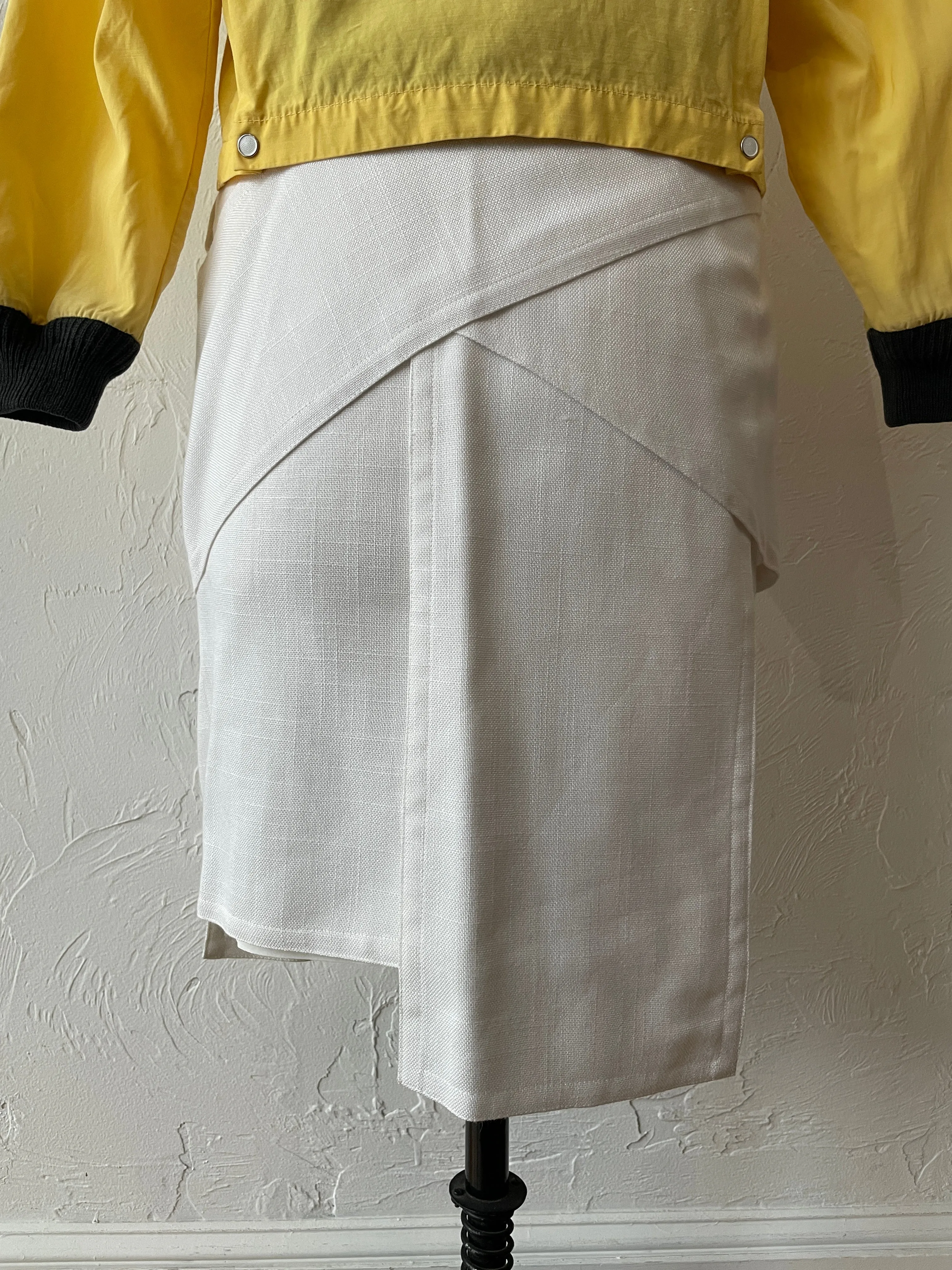 Vintage White Woven Architectural Pencil Skirt X-Small
