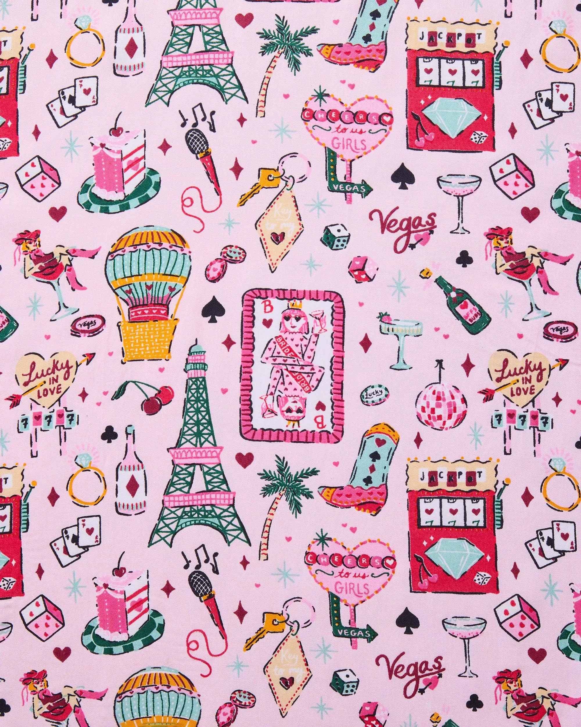 Viva Las Vegas - Eco Satin Eye Mask - Lucky Pink
