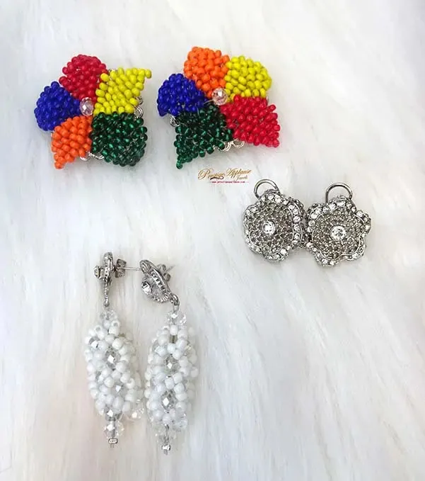 White with Multi color Handmade Flower Party African Bridal Wedding Nigerian Beads Jewellery Set