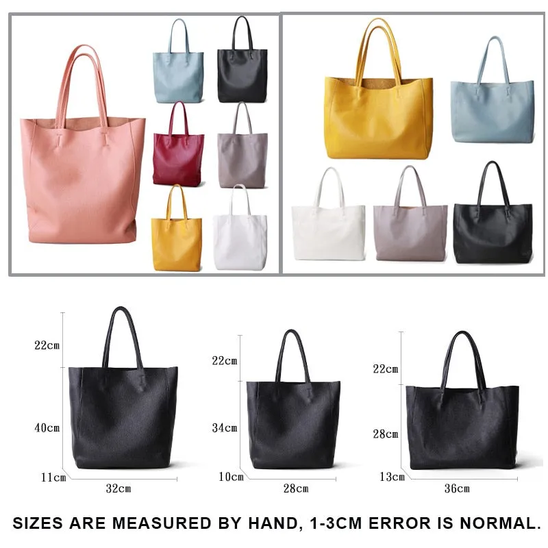 Women Luxury Bag Casual Tote Female Lemon Yellow Cowhide Genuine Leather