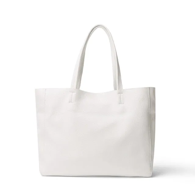 Women Luxury Bag Casual Tote Female Lemon Yellow Cowhide Genuine Leather